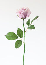 Load image into Gallery viewer, Half Opening Silk Rose in Lavender - 26&quot; Tall
