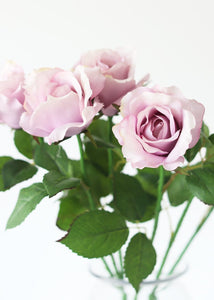Half Opening Silk Rose in Lavender - 26" Tall
