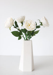 English Cabbage Artificial Rose Stem in White - 20.5" Tall