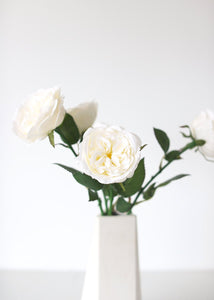 English Cabbage Artificial Rose Stem in White - 20.5" Tall