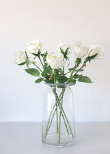 Load image into Gallery viewer, Half Opening Silk Rose in White - 26&quot; Tall
