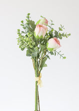 Load image into Gallery viewer, Pink Coral Silk Rose and Eucalyptus Vase Bouquet 14" Tall
