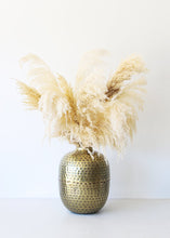 Load image into Gallery viewer, Antique Brass Round Hammered Metal Vase - 10.5&quot; Tall
