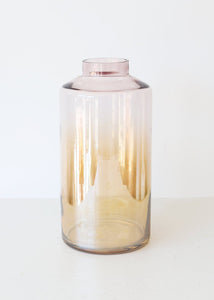 Glass Flower Vase in Iridescent Amber - 12.5" Tall