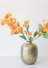 Load image into Gallery viewer, Antique Brass Round Hammered Metal Vase - 10.5&quot; Tall
