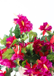 Fuchsia Faux Flower Hanging Bush in Red Violet