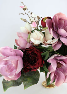 Faux Peony Flower in Burgundy - 30.5" Tall