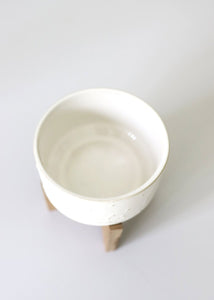 Constellation Ceramic Pot on Wood Stand - 4.5" Tall