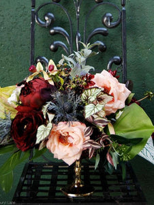 Faux Peony Flower in Burgundy - 30.5" Tall