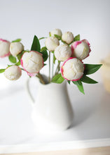 Load image into Gallery viewer, Cream Fuchsia Real Touch Fake Peony Bud Bundle
