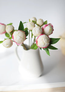 Cream Fuchsia Real Touch Fake Peony Bud Bundle