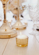 Load image into Gallery viewer, Set of 6 Mercury Glass Candle Holders in Gold - 1.25" Tall

