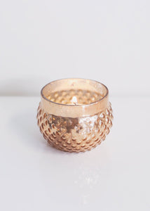 Rose Gold Mercury Glass Candle Holder - 2" Tall x 2.75" Wide
