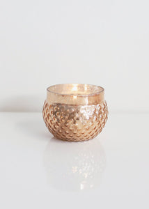 Rose Gold Mercury Glass Candle Holder - 2" Tall x 2.75" Wide
