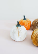 Load image into Gallery viewer, Set of 4 Mini Velvet Pumpkins in Fall Colors - 3.25" Tall
