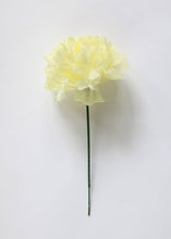 Load image into Gallery viewer, CASE OF 100 Light Yellow Carnation Bulk Silk Flower Picks - 5&quot; Tall
