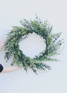 Large Outdoor Plastic Eucalyptus Leaf Wreath - 26"