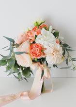 Load image into Gallery viewer, Blush Peach Dahlia Silk Flower - 19&quot;
