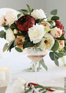 Faux Peony Flower in Burgundy - 30.5" Tall