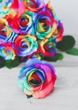 Load image into Gallery viewer, Artificial Rose Stem in Rainbow Colors - 20&quot; Tall
