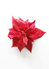Load image into Gallery viewer, Red Velvet Holiday Flower Poinsettia Clip-On Ornament - 9" Wide
