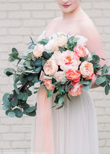 Load image into Gallery viewer, Peach Blush Real Touch Flower Large Open Rose - 27" Tall
