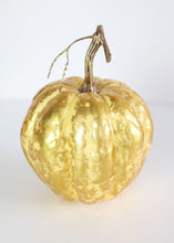 Load image into Gallery viewer, Fake Fall Pumpkin in Metallic Yellow Gold - 7&quot; Tall x 5.5&quot; Wide
