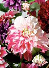 Load image into Gallery viewer, Fuchsia Pink and White Artificial Dahlia Flower
