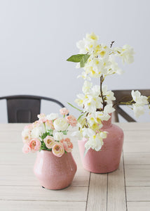 Mini Silk Ranunculus Bush in Pink Ivory - 10"