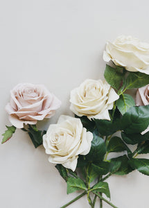Artificial Flowers Rose in Eggshell Cream - 21.5" Tall
