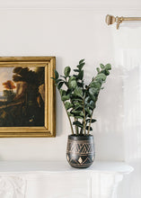 Load image into Gallery viewer, Black Pot with Geometric Pattern - 7&quot; Wide

