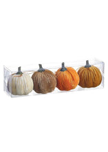 Load image into Gallery viewer, Set of 4 Mini Velvet Pumpkins in Fall Colors - 3.25" Tall
