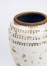 Load image into Gallery viewer, Cream Distressed Terracotta Floral Vase - 9.25&quot; Tall
