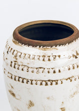 Load image into Gallery viewer, Cream Distressed Terracotta Floral Vase - 9.25&quot; Tall
