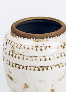 Cream Distressed Terracotta Floral Vase - 9.25" Tall
