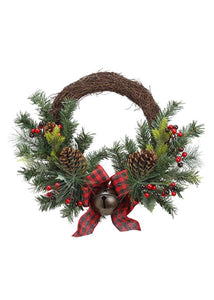 Artificial Pine Holiday Wreath with Cones - 20"