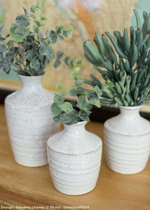 Hari Bud Vase in Distressed White Ceramic - 4.5" Tall