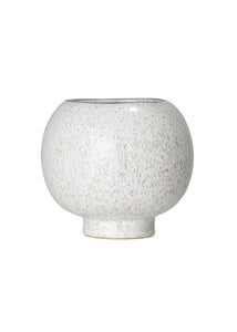 Distressed White Stoneware Footed Plant Pot - 5.5" Tall x 5.75" Wide