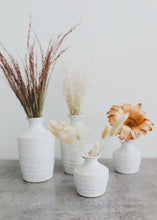 Load image into Gallery viewer, Distressed White Hari Ceramic Bud Vase - 3.5&quot; Tall
