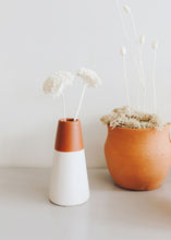 Load image into Gallery viewer, Glazed Ceramic Bud Vase in Cream and Terracotta - 6&quot; Tall
