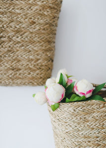 Cream Fuchsia Real Touch Fake Peony Bud Bundle