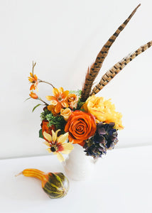 Fall Decor Fake Gourd in Autumn Yellow Orange - 7" Tall x 3" Wide