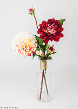 Load image into Gallery viewer, Cream and Fuchsia Pink Artificial Dahlia Flower - Large 4.5&quot; Bloom
