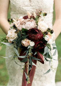 Mini Silk Ranunculus Bush in Pink Ivory - 10"
