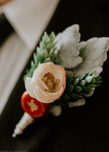 Mini Silk Ranunculus Bush in Pink Ivory - 10"