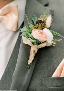 Mini Silk Ranunculus Bush in Pink Ivory - 10"