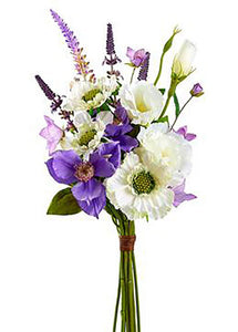 Cream Purple Vase Ready Flower Bundle 17"