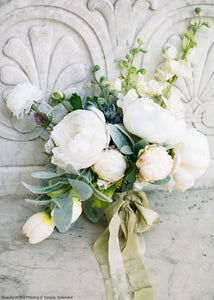 Artificial Flower Peony Bud in Cream - 18" Tall