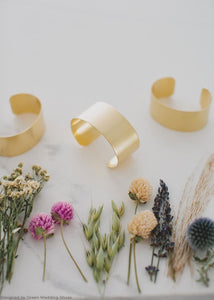 Gold Brass Cuff Corsage Bracelet - 1" Wide