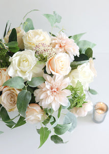 Half Opening Silk Rose in White - 26" Tall